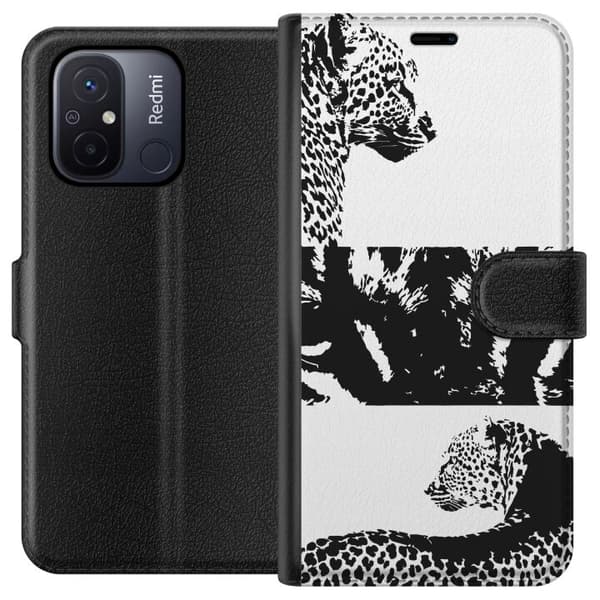 Xiaomi Redmi 12C Plånboksfodral Leopard Faces – trendigt mönster med leopardansikten