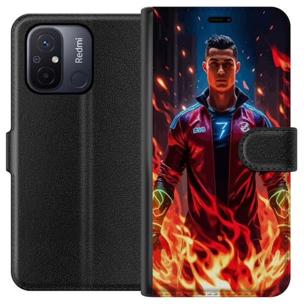 Xiaomi Redmi 12C Plånboksfodral Ronaldo Inferno – fotbollshjälte i eldflammor