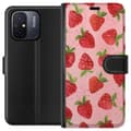 Miniatyrbild 1 av 3: Xiaomi Redmi 12C Plånboksfodral Strawberry Dreams – jordgubbsmönster i retrostil