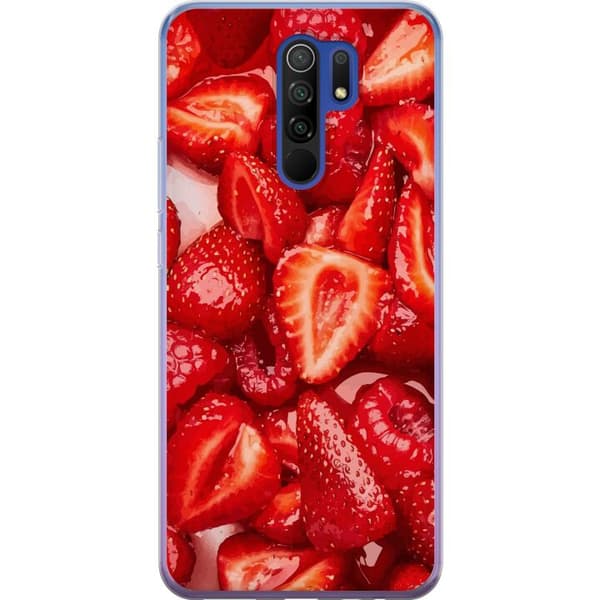 Xiaomi Redmi 9 Genomskinligt Skal Jordgubbsmönster – sött motiv med sommarkänsla
