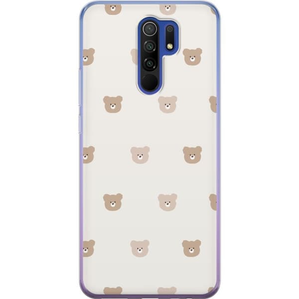 Xiaomi Redmi 9 Läpinäkyvä kuori Teddy-tausta - söpöt teddykarhut pehmeällä taustalla