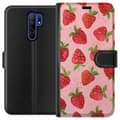 Pikkukuva 1 / 3: Xiaomi Redmi 9 Lompakkokotelo Mansikkahaaveet - Retrot tyyli mansikkakuviointi