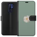 Pikkukuva 1 / 3: Xiaomi Redmi 9 Lompakkokotelo Vihreä Minimalikukka - tyylikäs kukka vihreällä taustalla