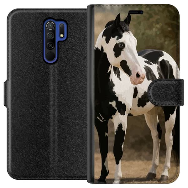 Xiaomi Redmi 9 Plånboksfodral Vacker Häst – elegant illustration av hästmotiv