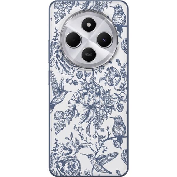 Xiaomi Redmi 14C Genomskinligt Skal Blomster & Fåglar – romantiskt mönster i vintage-stil