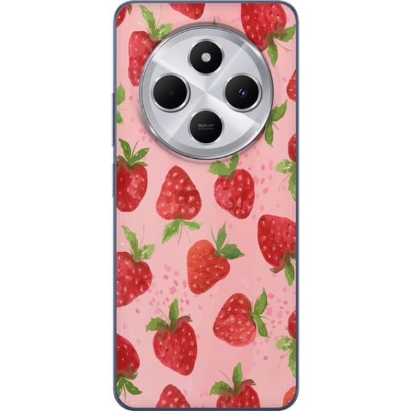 Xiaomi Redmi 14C Genomskinligt Skal Strawberry Dreams – jordgubbsmönster i retrostil