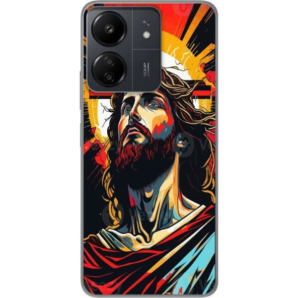Xiaomi Redmi 13C Läpinäkyvä kuori Jeesus ja Kortti - uskonnollinen motiivi syvällä symboliikalla