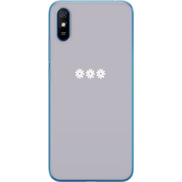 Xiaomi Redmi 9A Genomskinligt Skal Lila Blomminimalism – stilrent blommotiv på lila bakgrund