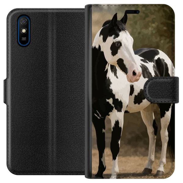Xiaomi Redmi 9A Plånboksfodral Vacker Häst – elegant illustration av hästmotiv