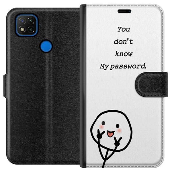Xiaomi Redmi 9C Plånboksfodral You Don’t Know My Password – edgy textmotiv med attityd