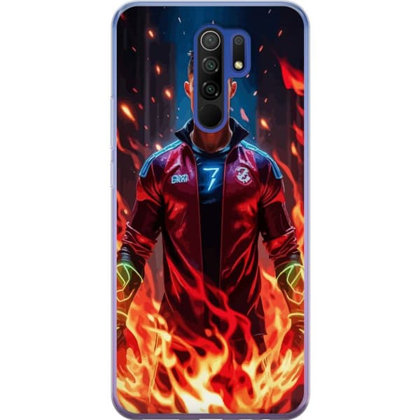 Xiaomi Redmi 9 Läpinäkyvä kuori Ronaldo Inferno - jalkapallolegenda liekeissä