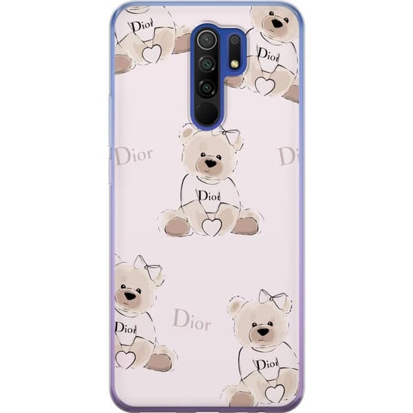 Xiaomi Redmi 9 Genomskinligt Skal Teddy Dior Vibes – lyxig nalle i fashionstil