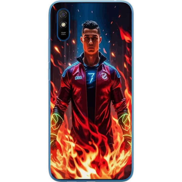 Xiaomi Redmi 9AT Gjennomsiktig deksel Ronaldo Inferno - fotballhelt i flammer