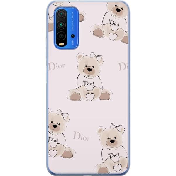 Xiaomi Redmi 9T Läpinäkyvä kuori Teddy Dior Vibes - ylellinen nalle muotityyliin