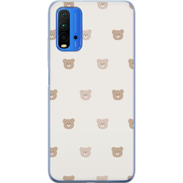 Xiaomi Redmi 9T Gjennomsiktig deksel Teddybakgrunn - søte teddybjørner mot en myk bakgrunn