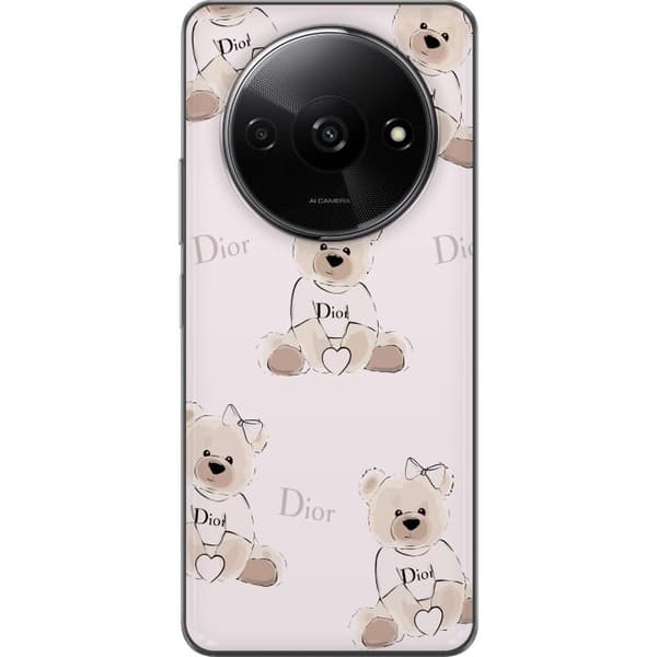 Xiaomi Redmi A3 Gjennomsiktig deksel Teddy Dior Vibes - luksuriøs teddybjørn i motestil