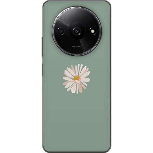 Xiaomi Redmi A3 Läpinäkyvä kuori Vihreä Minimalikukka - tyylikäs kukka vihreällä taustalla