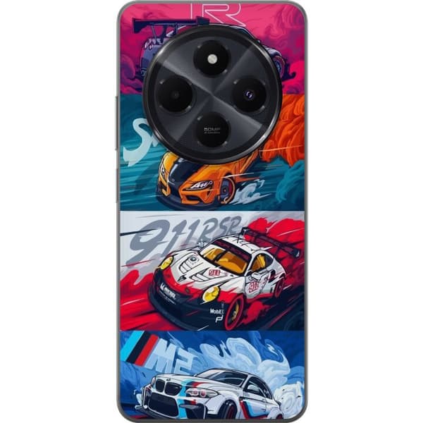 Xiaomi Redmi A4 Läpinäkyvä kuori Nopeat Autot - Piirretty Kuvio Toiminnalla
