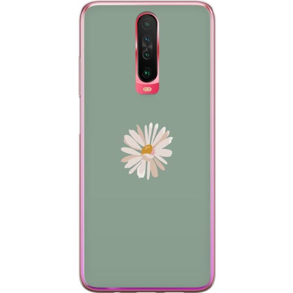 Xiaomi Redmi K30 Gjennomsiktig deksel Grønn Minimalblomst - stilren blomst på grønn bakgrunn