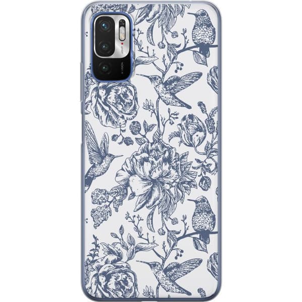 Xiaomi Redmi Note 10 5G Gennemsigtig cover Blomster & Fugle - Romantisk Vintage-stil Mønster