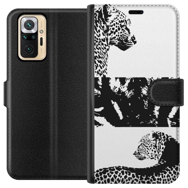 Xiaomi Redmi Note 10 Pro Plånboksfodral Leopard Faces – trendigt mönster med leopardansikten