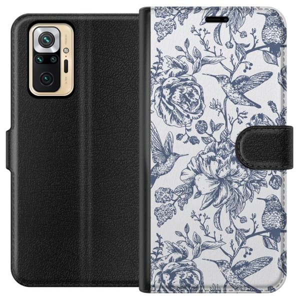 Xiaomi Redmi Note 10 Pro Lompakkokotelo Kukat & Linnut - Romanttinen Vintage-tyylinen Kuviointi