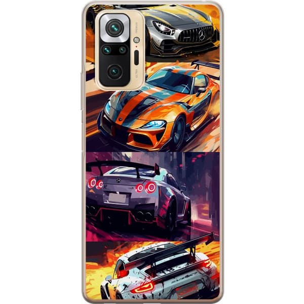 Xiaomi Redmi Note 10 Pro Genomskinligt Skal Rally Fever – fartfyllt motiv med rallybilar
