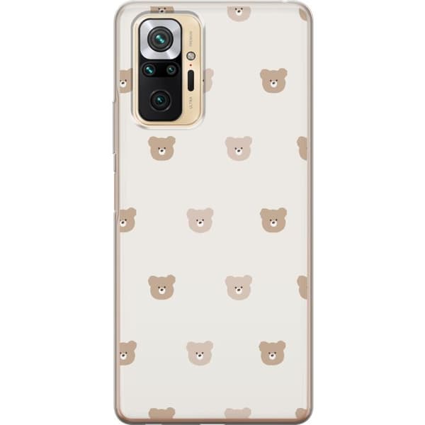 Xiaomi Redmi Note 10 Pro Läpinäkyvä kuori Teddy-tausta - söpöt teddykarhut pehmeällä taustalla