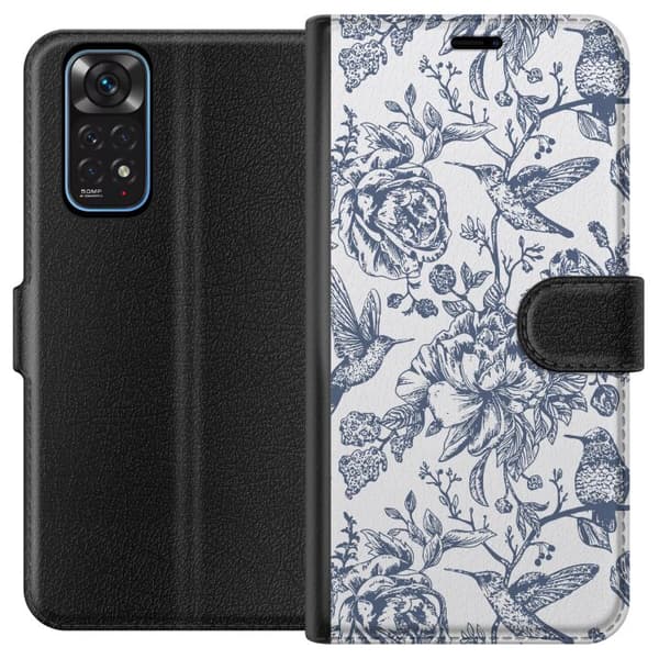 Xiaomi Redmi Note 11 Tegnebogsetui Blomster & Fugle - Romantisk Vintage-stil Mønster