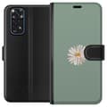 Miniatyrbilde 1 av 3: Xiaomi Redmi Note 11 Lommeboketui Grønn Minimalblomst - stilren blomst på grønn bakgrunn