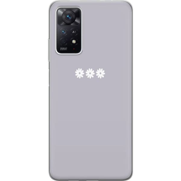 Xiaomi Redmi Note 11 Pro 5G Gennemsigtig cover Lilla Blomminimalisme - stilfuldt blomstermotiv på lilla baggrund