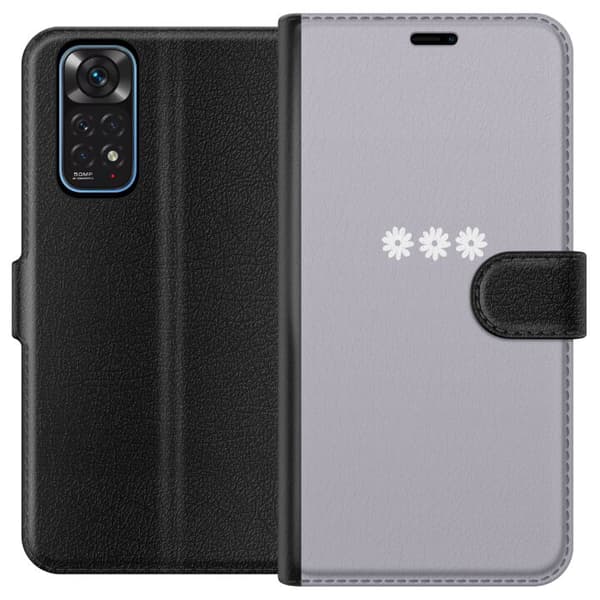 Xiaomi Redmi Note 11 Lommeboketui Lilla Blomminimalisme - stilig blomstermotiv på lilla bakgrunn