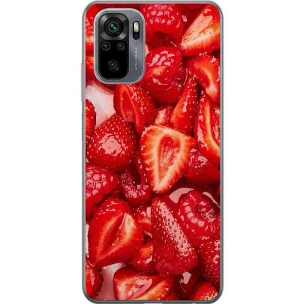 Xiaomi Redmi Note 10S Läpinäkyvä kuori Mansikkakuviointi - makea motiivi kesäfiiliksellä
