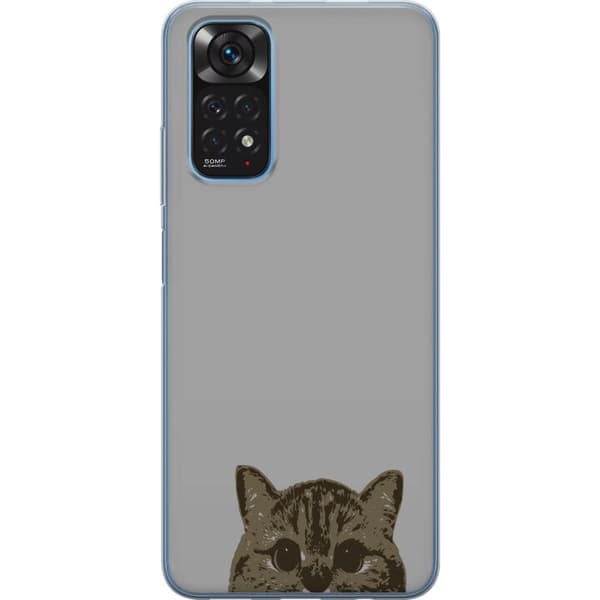 Xiaomi Redmi Note 11 Gennemsigtig cover Grå Katteblik - stilfuld kat design med grå baggrund