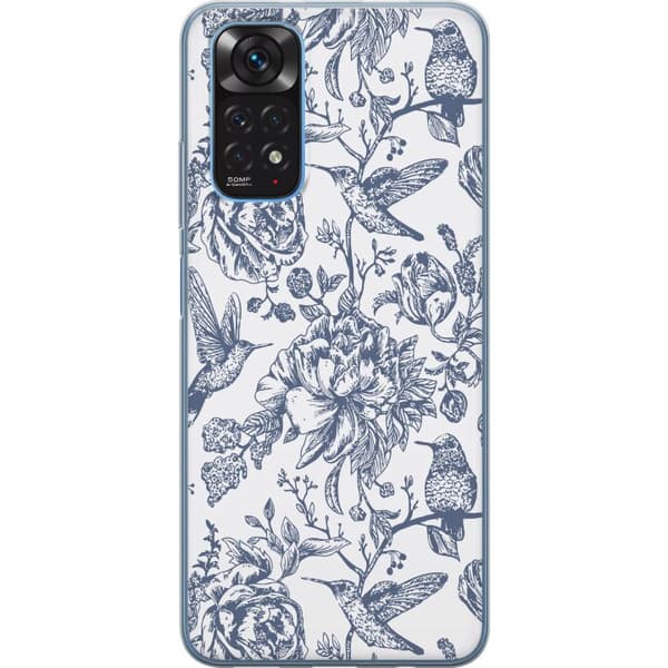 Xiaomi Redmi Note 11 Gjennomsiktig deksel Blomster & Fugler - Romantiskt Vintage-stil Mønster