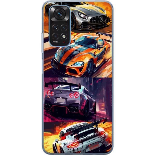 Xiaomi Redmi Note 11 Gjennomsiktig deksel Rallyfeber - intensivt motiv med rallybiler