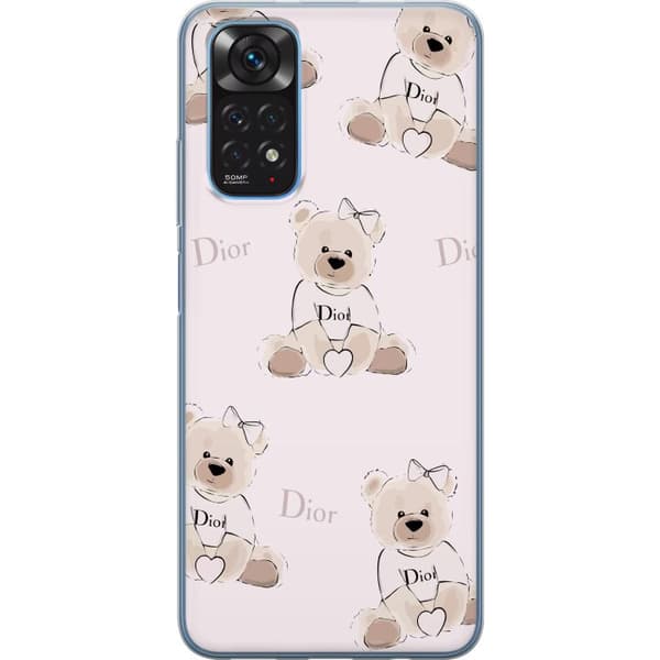 Xiaomi Redmi Note 11 Gjennomsiktig deksel Teddy Dior Vibes - luksuriøs teddybjørn i motestil