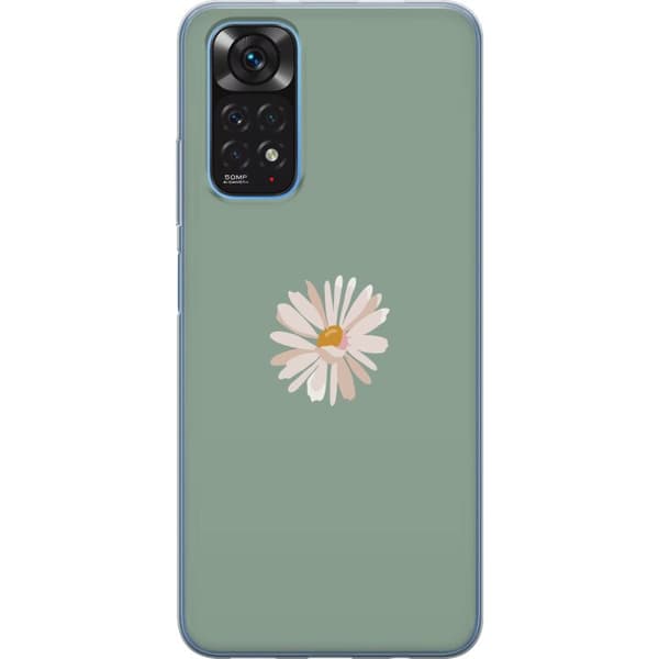 Xiaomi Redmi Note 11 Läpinäkyvä kuori Vihreä Minimalikukka - tyylikäs kukka vihreällä taustalla