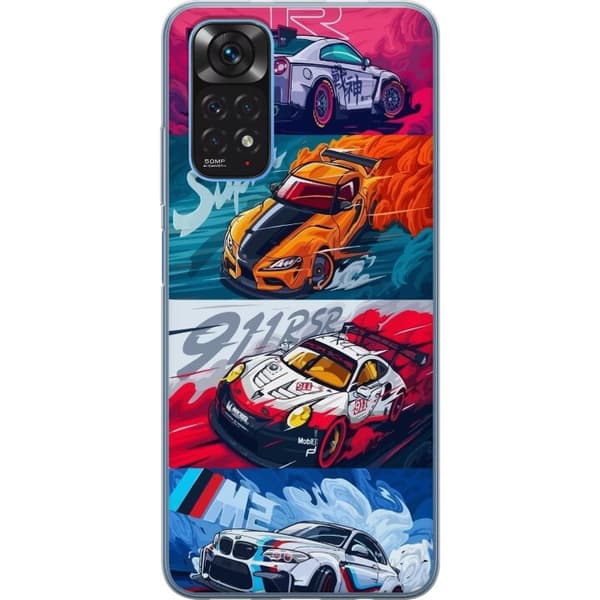 Xiaomi Redmi Note 11 Läpinäkyvä kuori Nopeat Autot - Piirretty Kuvio Toiminnalla