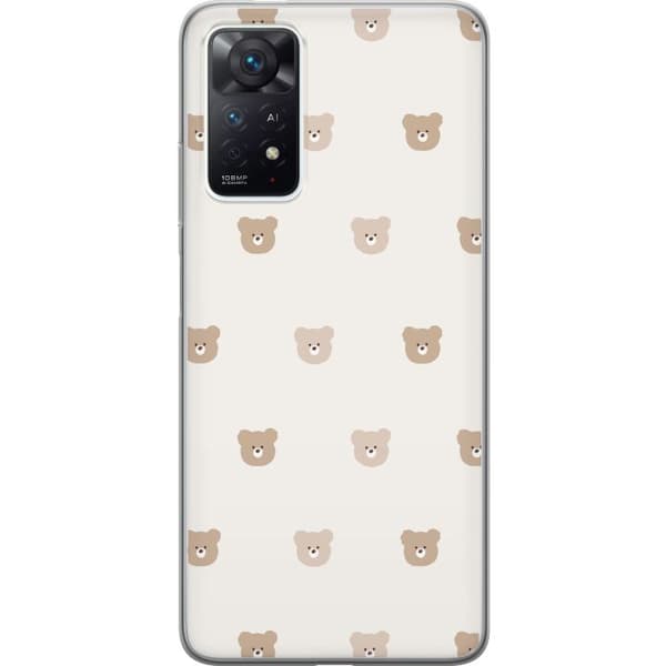 Xiaomi Redmi Note 11 Pro Genomskinligt Skal Teddy Background – gulliga nallar mot mjuk bakgrund
