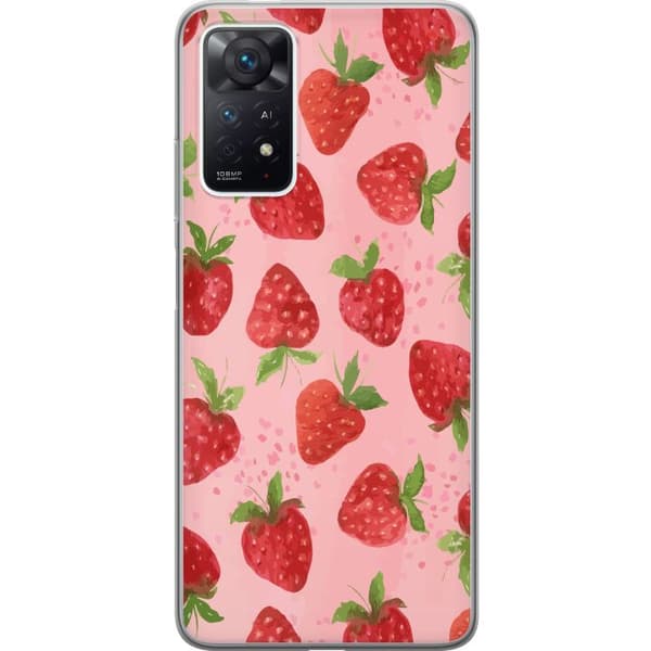 Xiaomi Redmi Note 11 Pro Genomskinligt Skal Strawberry Dreams – jordgubbsmönster i retrostil