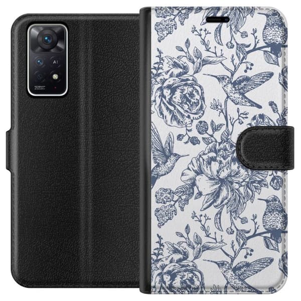 Xiaomi Redmi Note 11 Pro 5G Lommeboketui Blomster & Fugler - Romantiskt Vintage-stil Mønster