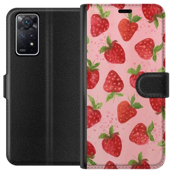 Xiaomi Redmi Note 11 Pro 5G Tegnebogsetui Jordbærdrømme - Retro-stil jordbærmønster