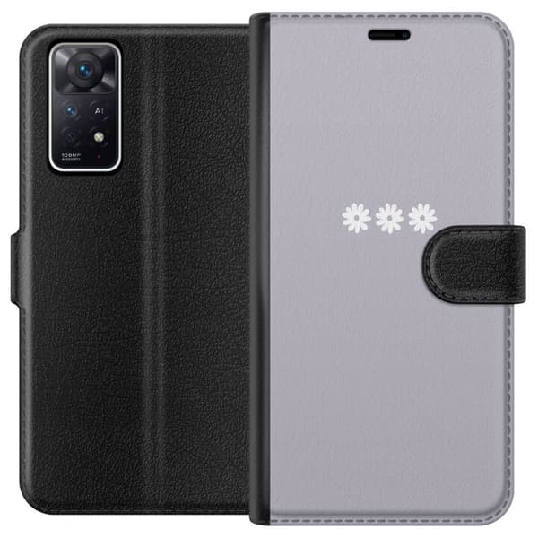 Xiaomi Redmi Note 11 Pro 5G Lommeboketui Lilla Blomminimalisme - stilig blomstermotiv på lilla bakgrunn