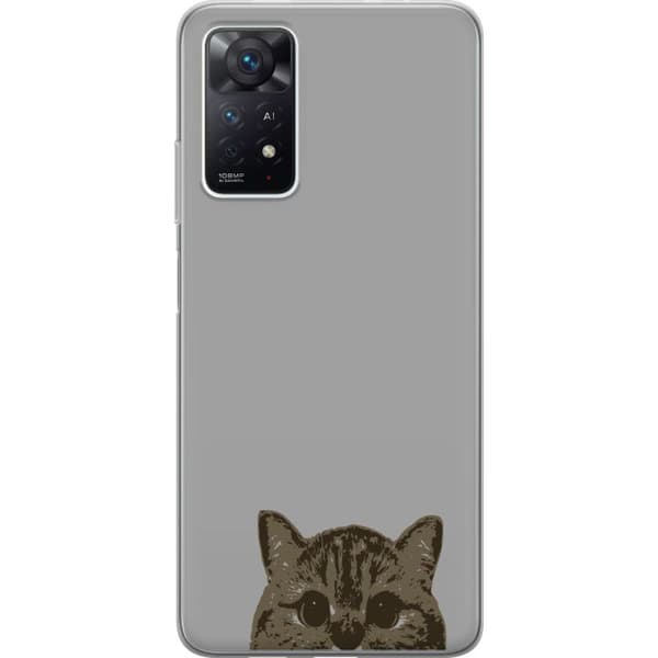 Xiaomi Redmi Note 11 Pro 5G Gjennomsiktig deksel Grå Kattblikk - stilren katte design med grå bakgrunn