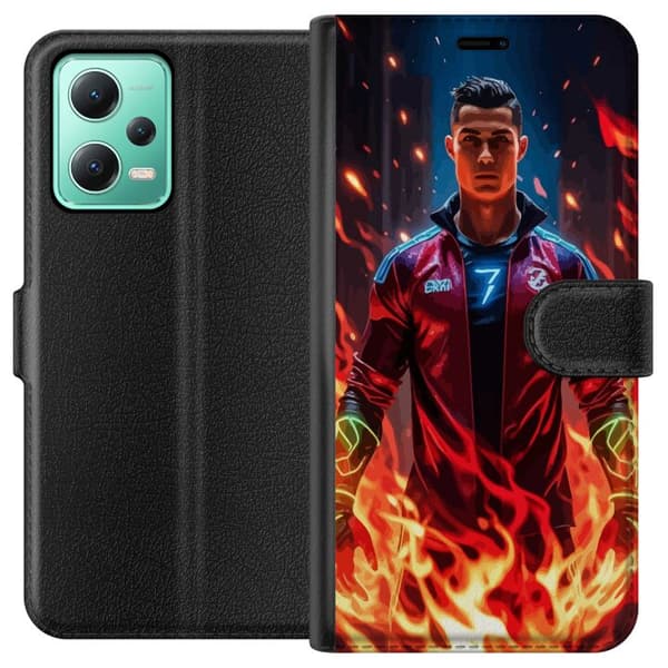 Xiaomi Redmi Note 12 Plånboksfodral Ronaldo Inferno – fotbollshjälte i eldflammor