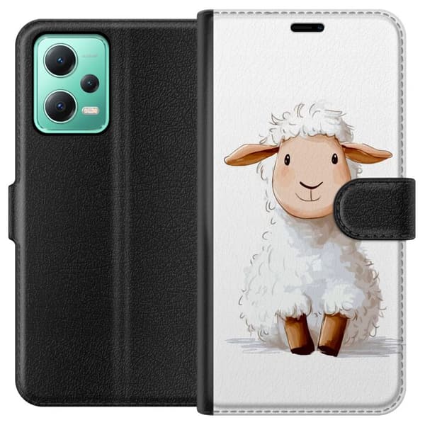 Xiaomi Redmi Note 12 Plånboksfodral Sött Lamm – tecknad stil för barn & babyprodukter