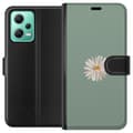 Miniatyrbild 1 av 3: Xiaomi Redmi Note 12 Plånboksfodral Grön Minimalblomma – stilren blomma på grön bakgrund