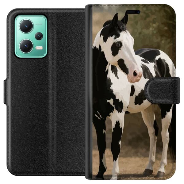 Xiaomi Redmi Note 12 Plånboksfodral Vacker Häst – elegant illustration av hästmotiv