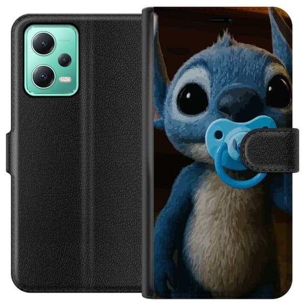 Xiaomi Redmi Note 12 Tegnebogsetui Stitch & Napp - babytema med sød karakter